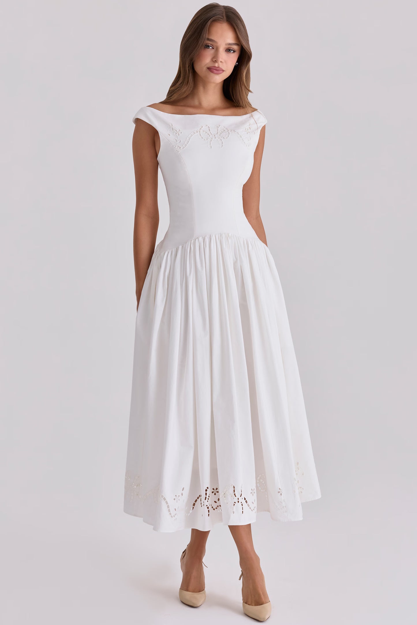 White Cut-Out Bow Maxi Dress