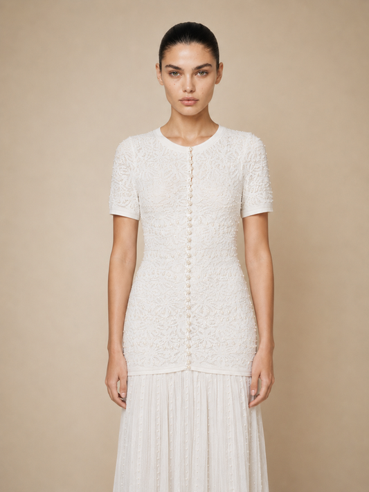Robe Midi Ornée de Perles
