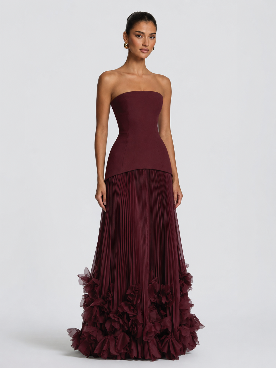 Cherry Strapless Floral Gown