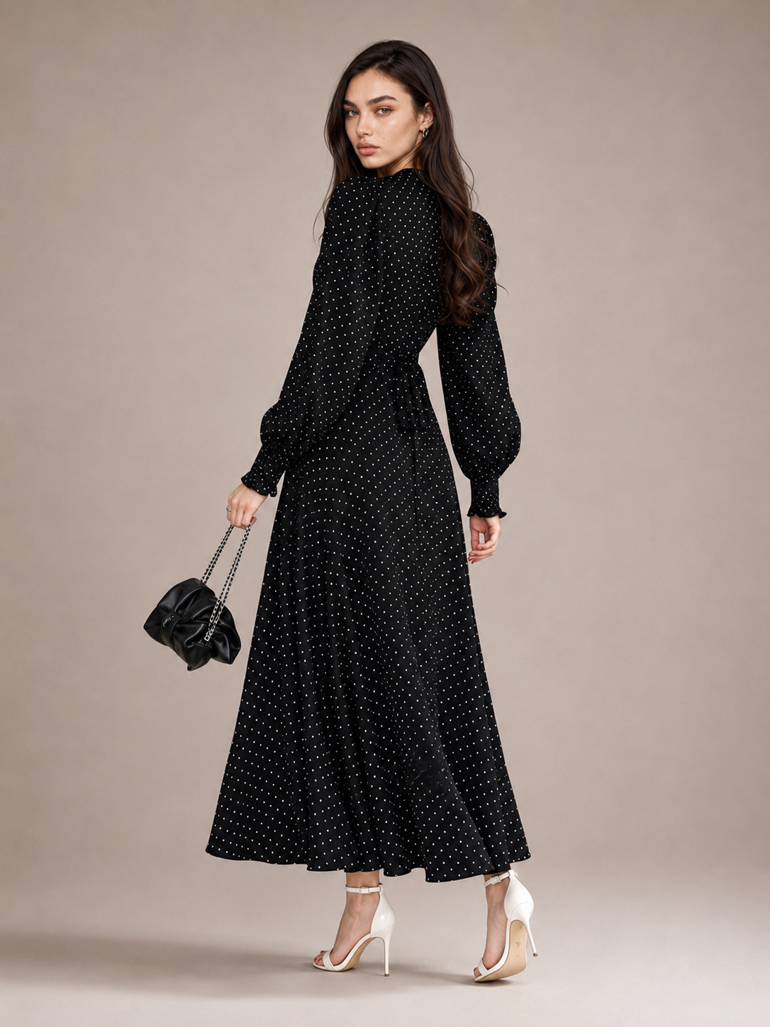 Polka Dot Collared Maxi Dress