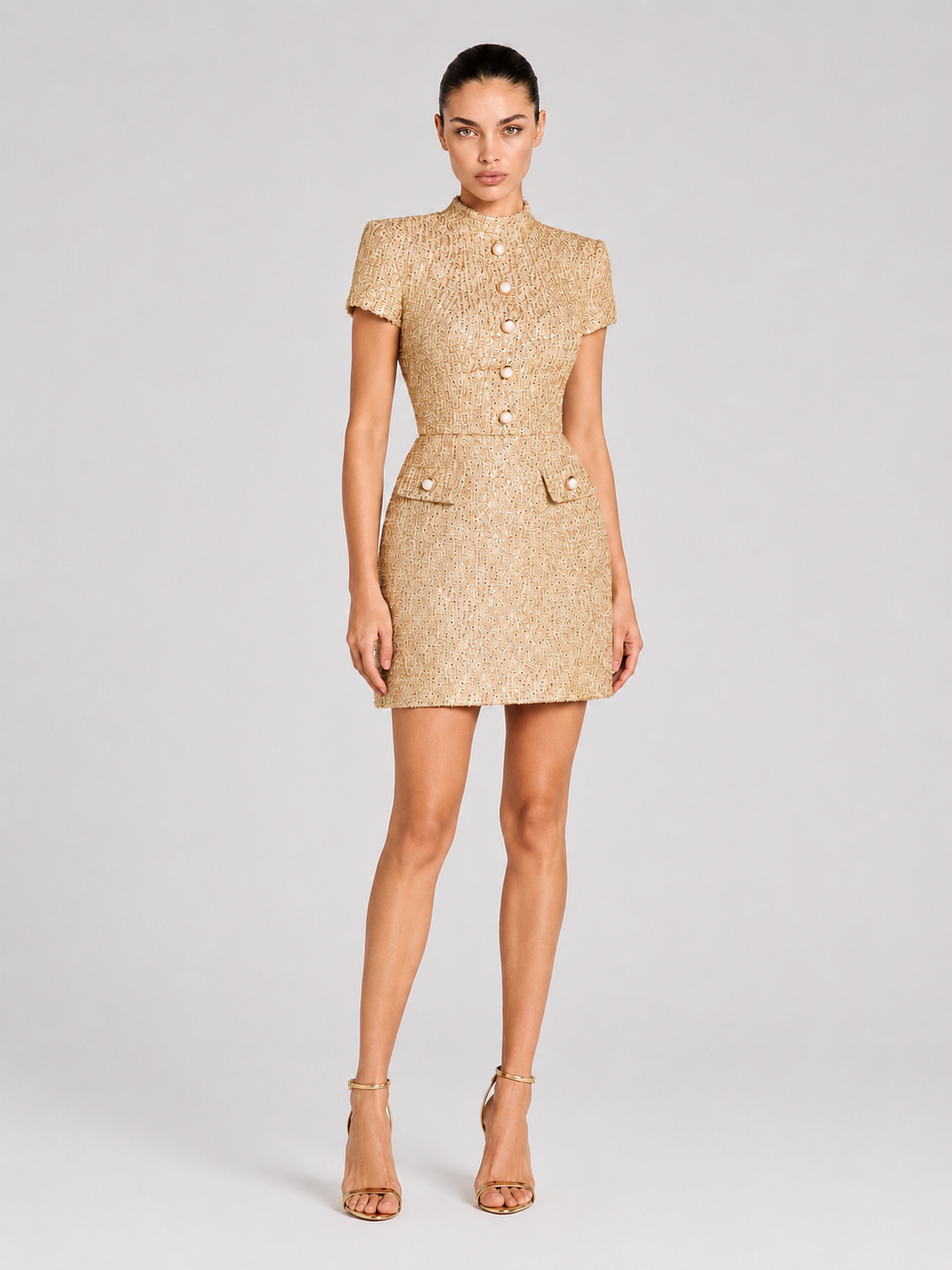 Gold Collared Mini Dress