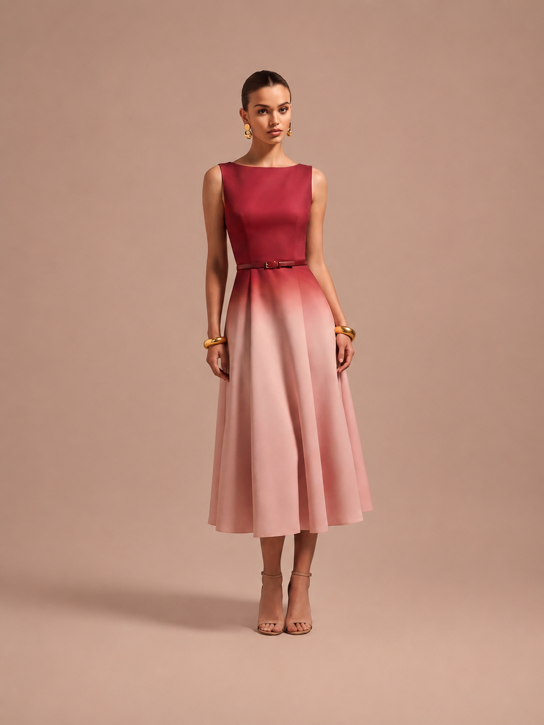 Ombre Flared Midi Dress