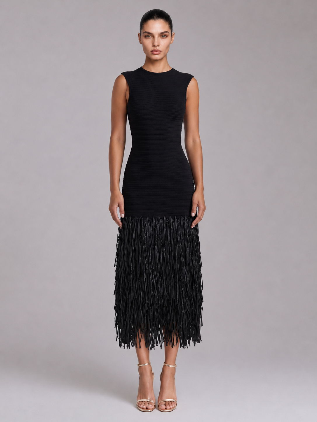 Sleeveless Tassel Evening Dress
