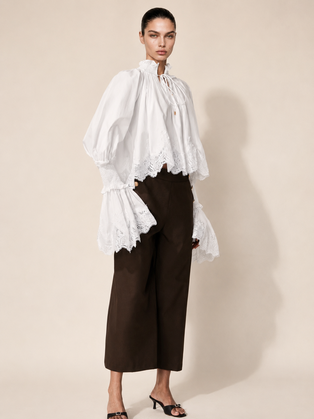 Lace Trim Sleeve Blouse