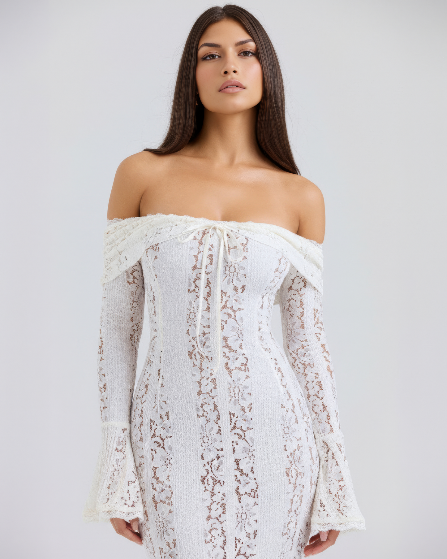 Floral Lace Off-Shoulder Maxi Dress
