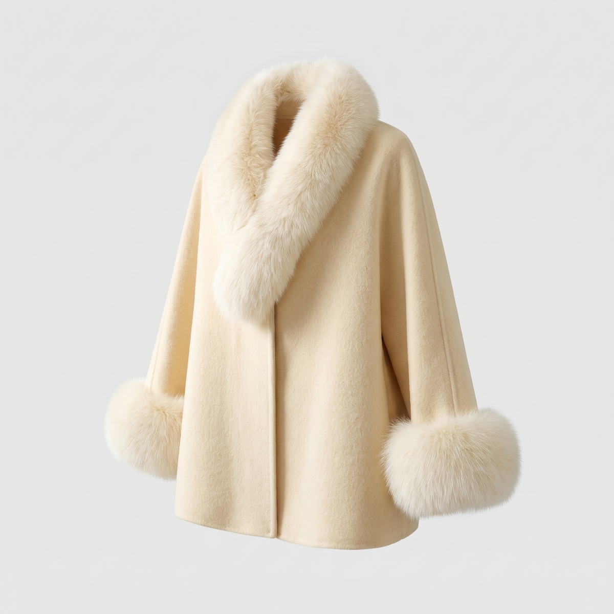 Plush-Trim Cape Coat