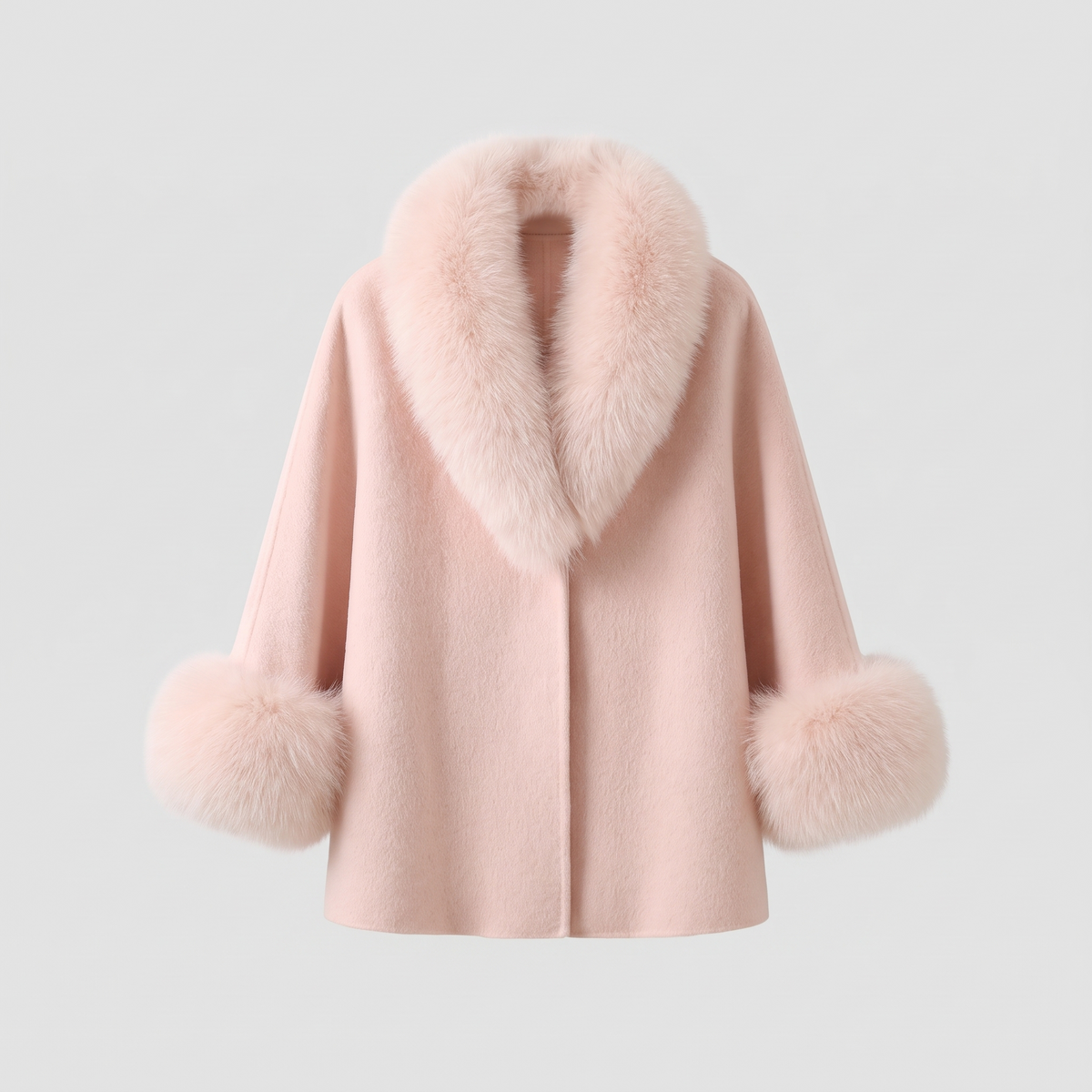 Plush-Trim Cape Coat