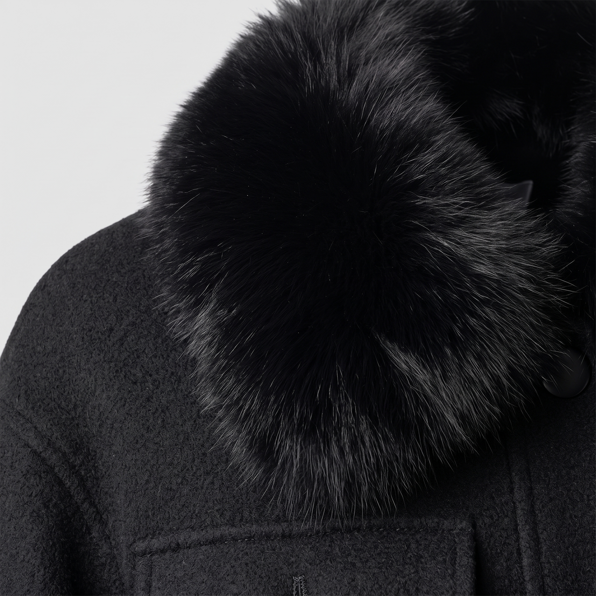 Detachable Fox-Fur Collar Cashmere Jacket