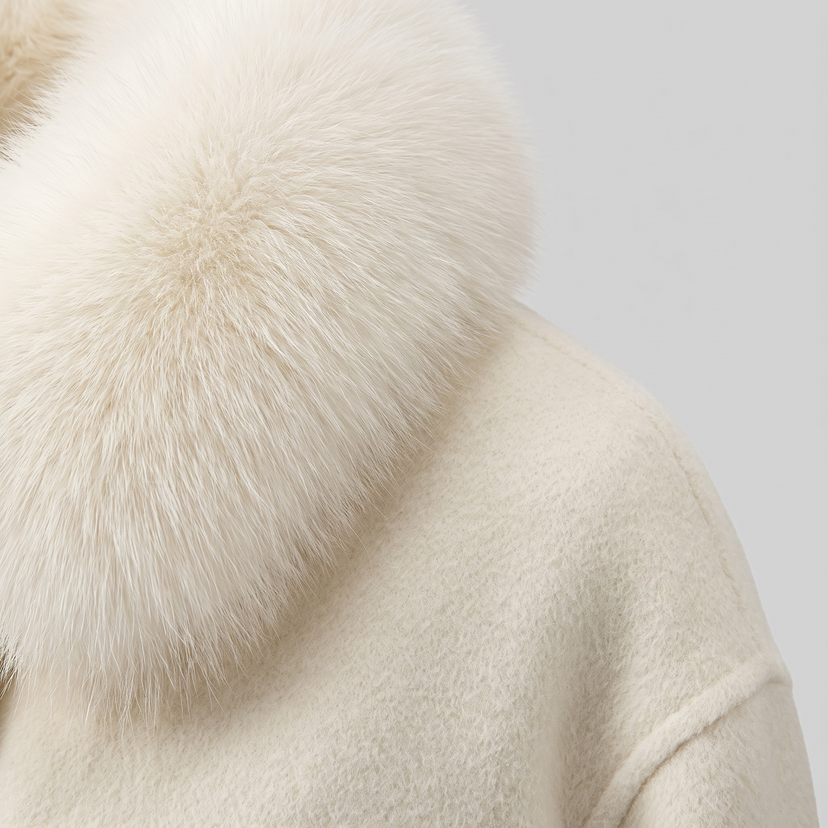 Detachable Fox-Fur Collar Cashmere Jacket