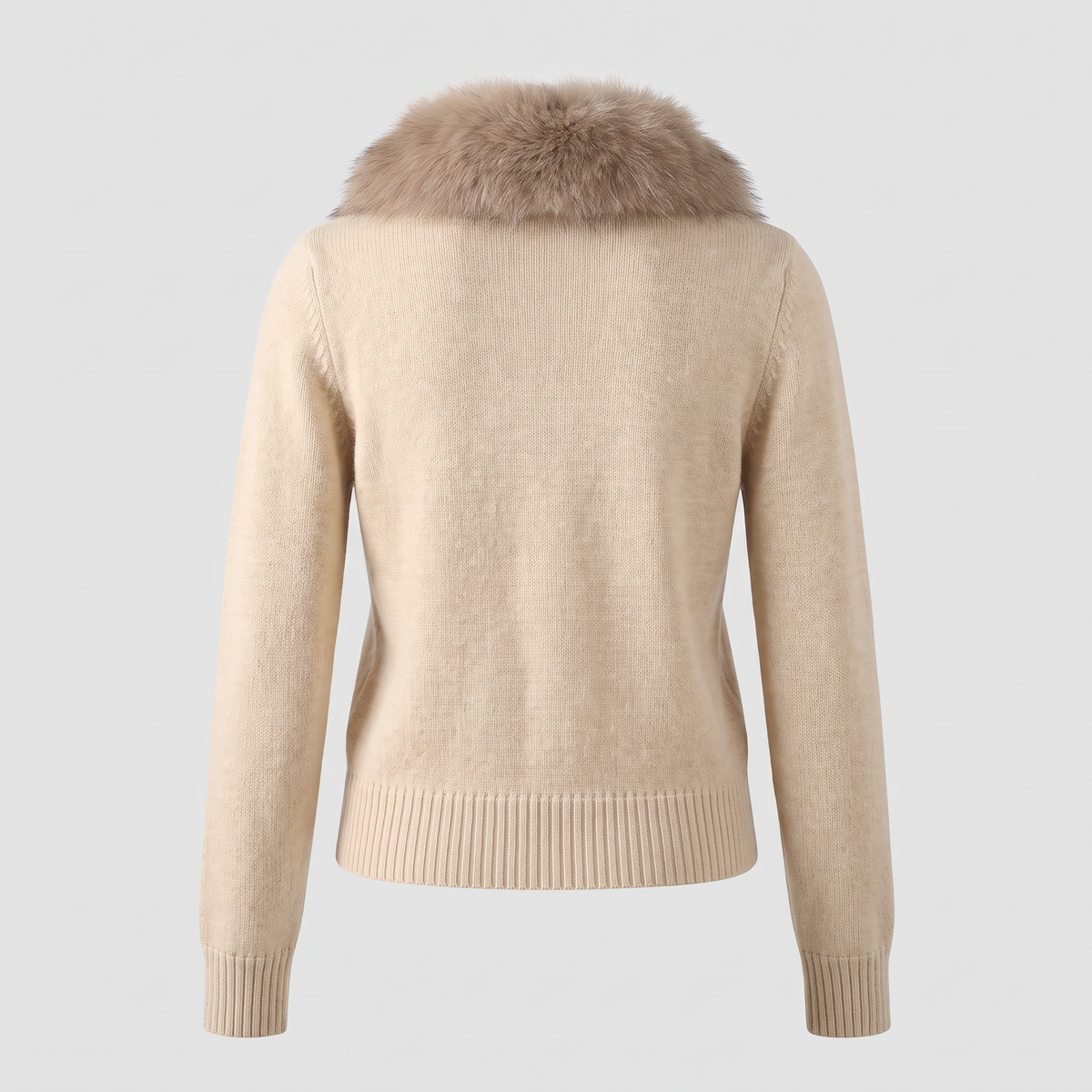 Faux Fur-Collar Viscose Cardigan