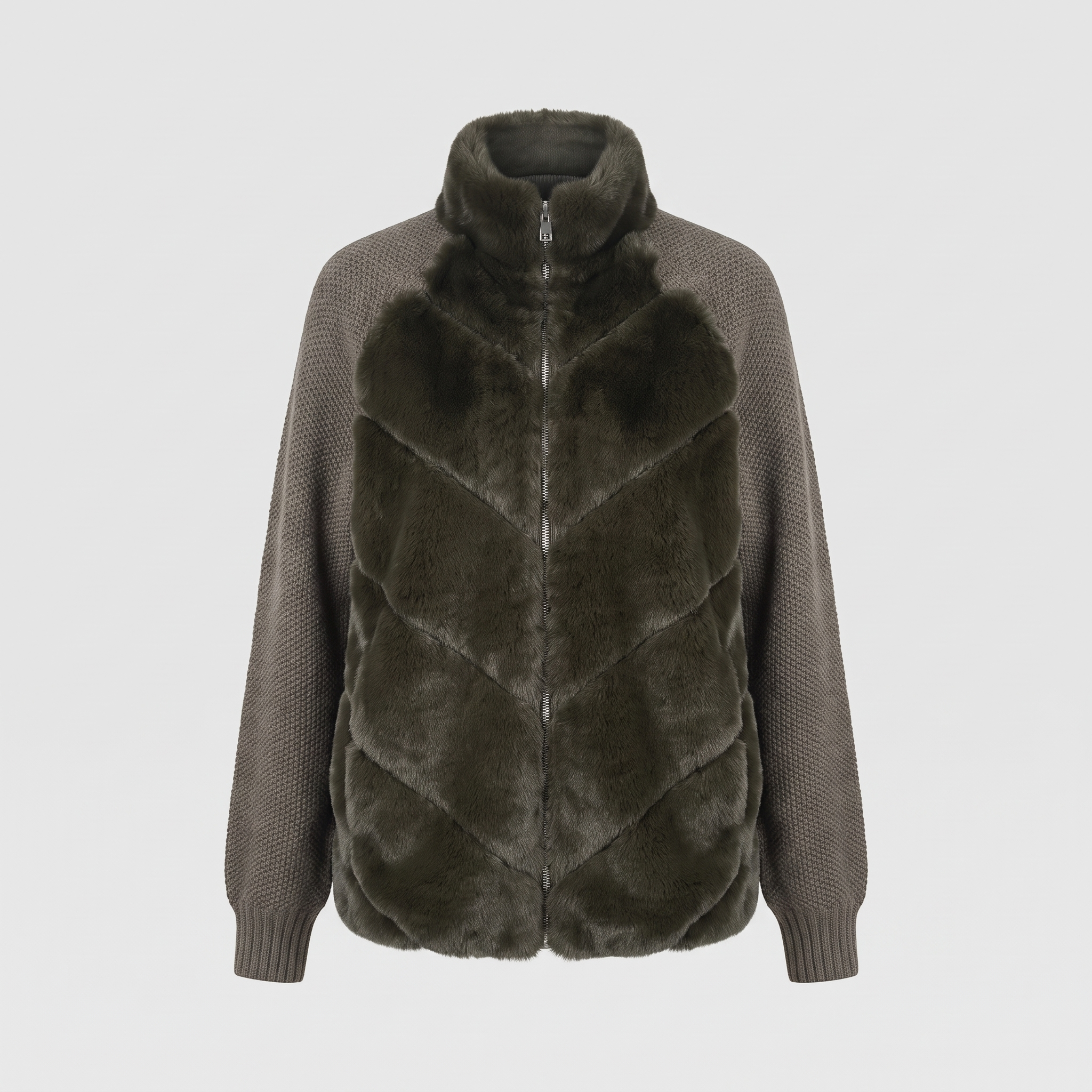 Rex Fur & Wool Knit Jacket