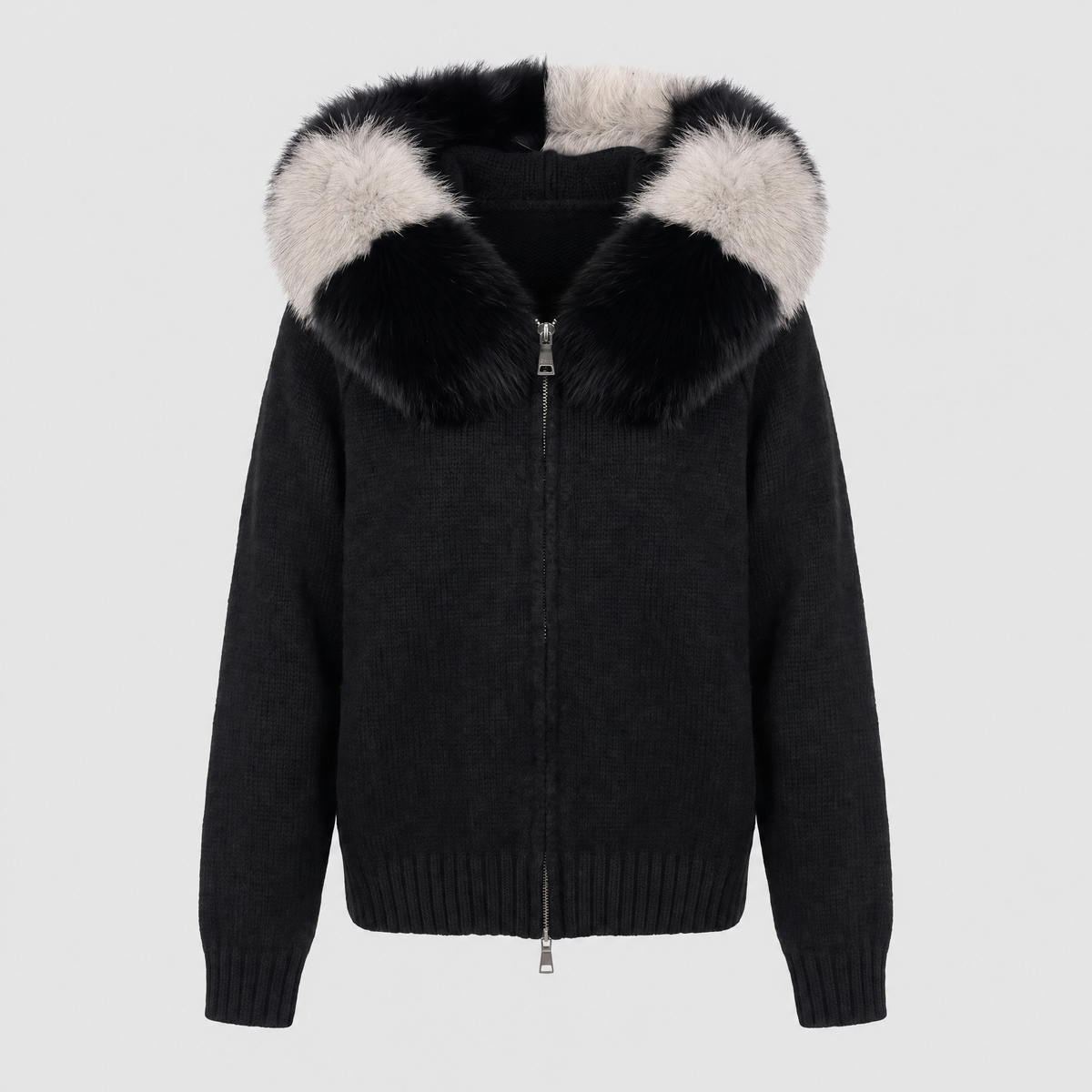 Detachable Fur-Collar Wool-Blend Jacket | LUVIERA