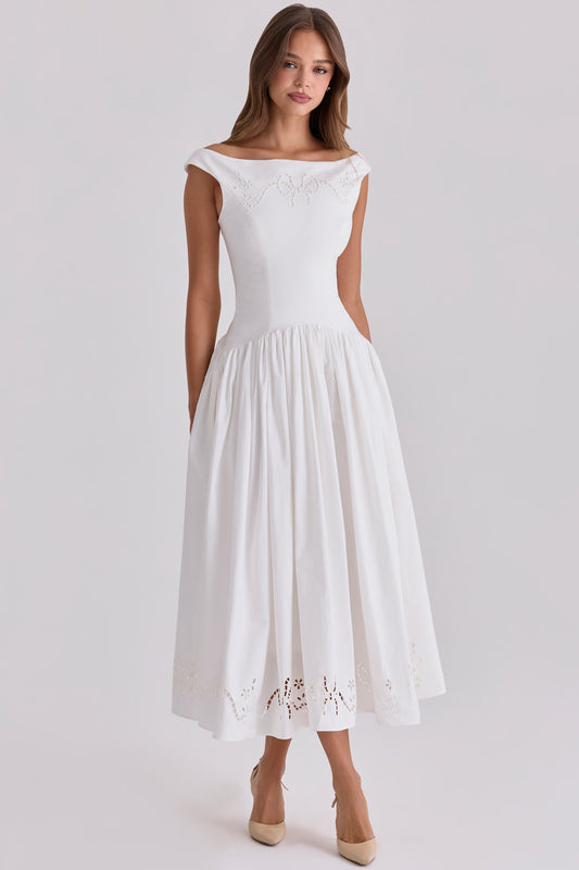 White Cut-Out Bow Maxi Dress
