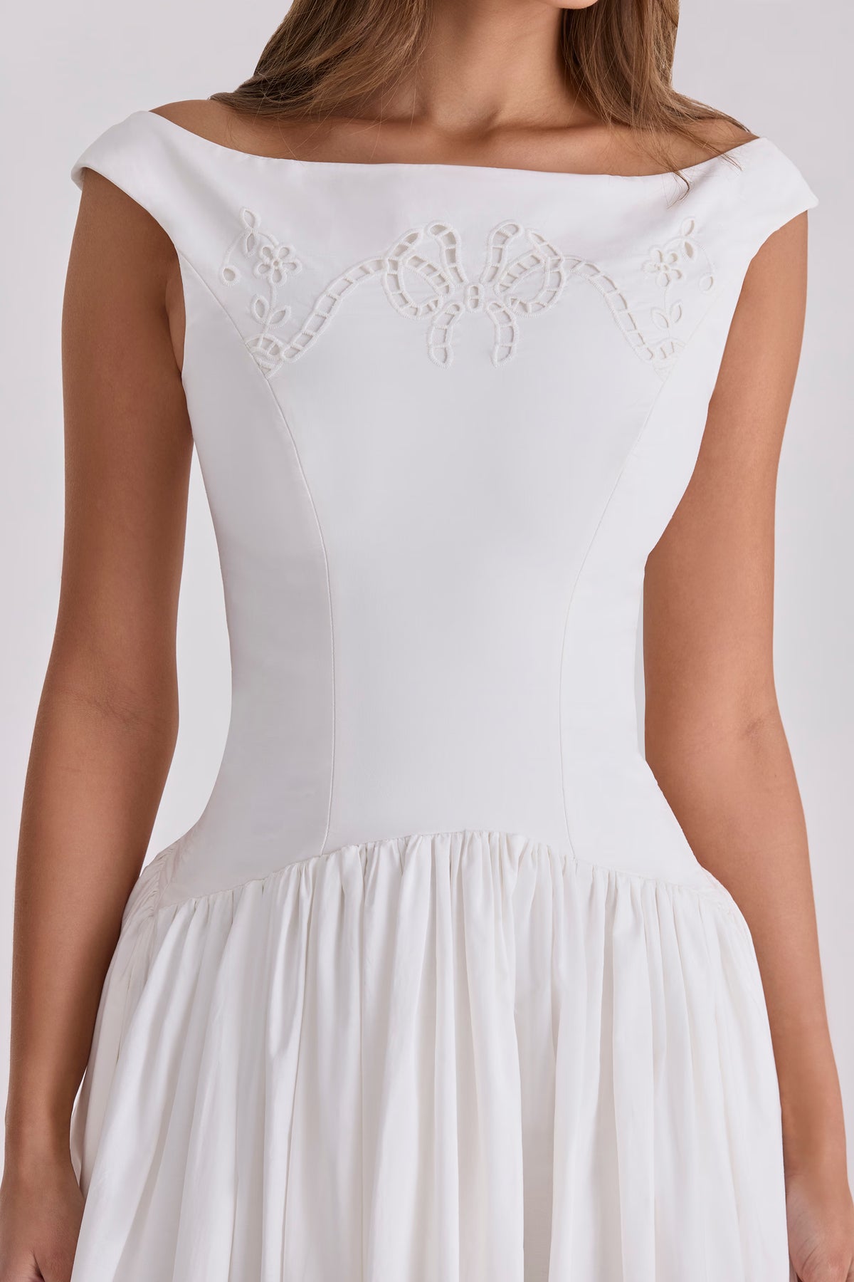 White Cut-Out Bow Maxi Dress
