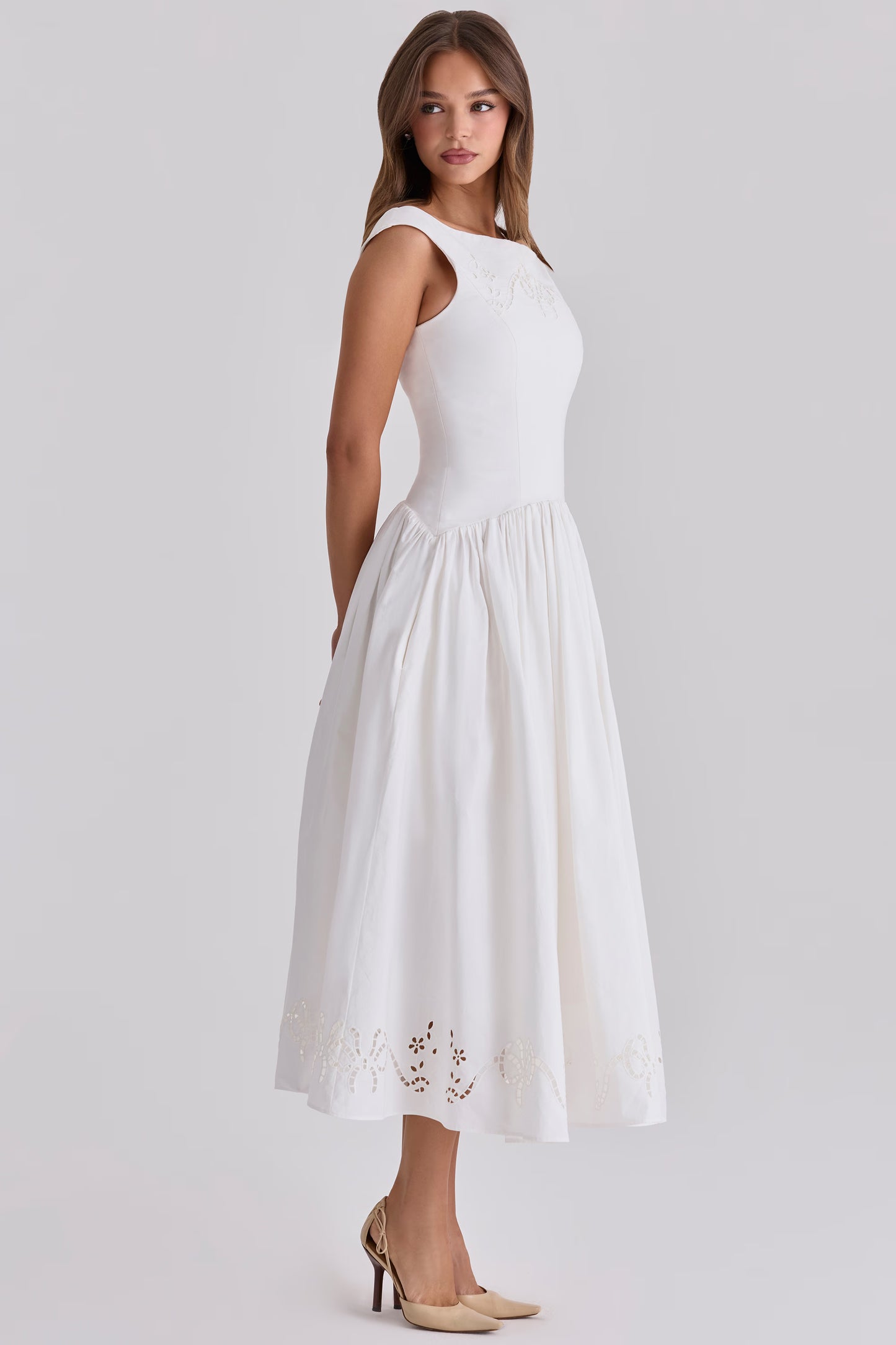 White Cut-Out Bow Maxi Dress