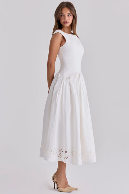 White Cut-Out Bow Maxi Dress