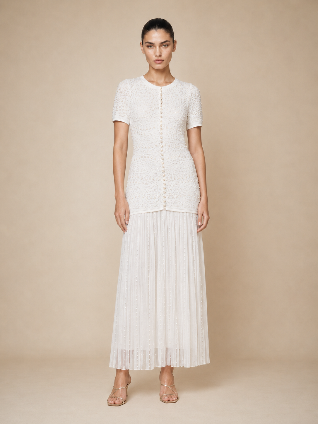 Pearl Embellished Midi Dress