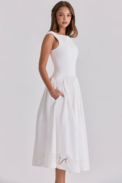 White Cut-Out Bow Maxi Dress