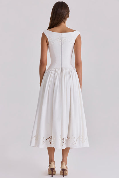 White Cut-Out Bow Maxi Dress