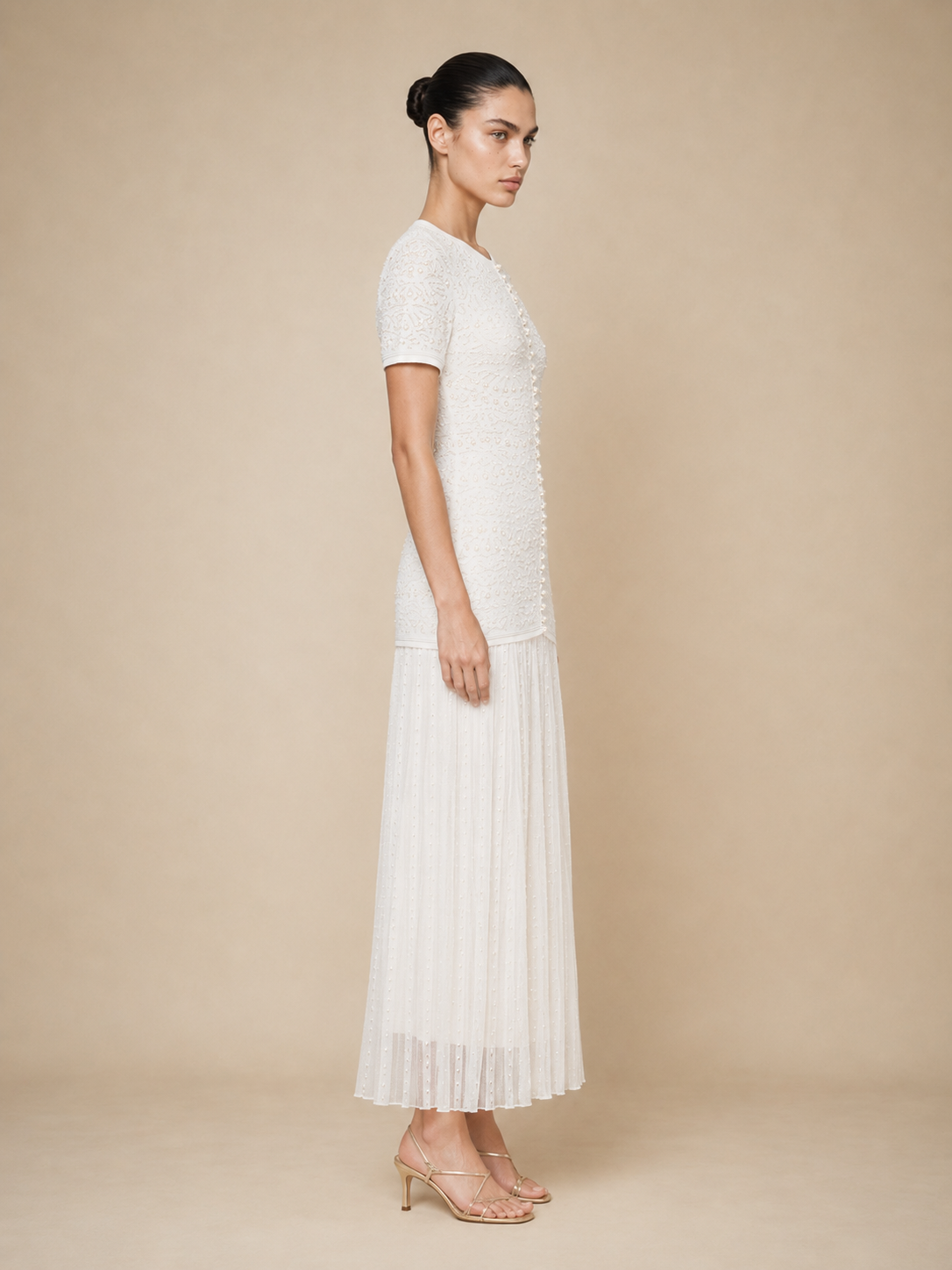 Pearl Embellished Midi Dress