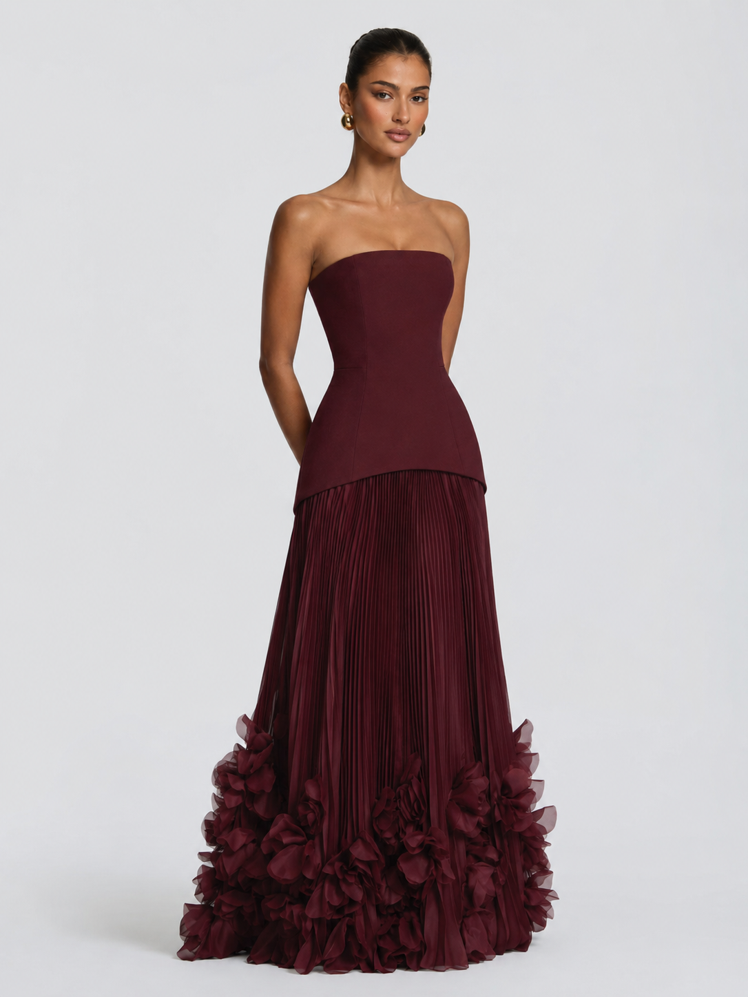 Cherry Strapless Floral Gown