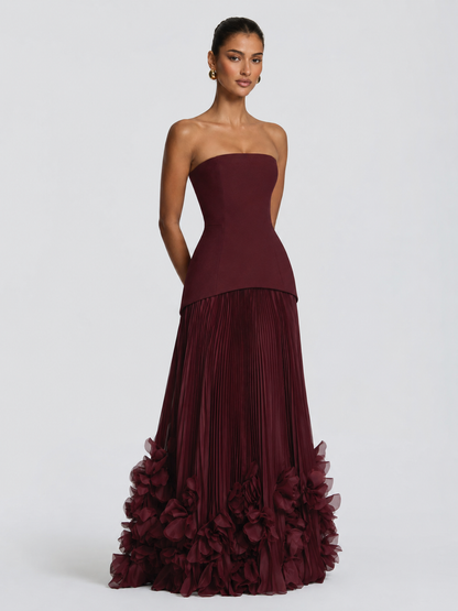 Cherry Strapless Floral Gown