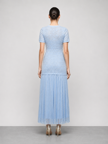 Pearl Embellished Midi Dress in white, styled view