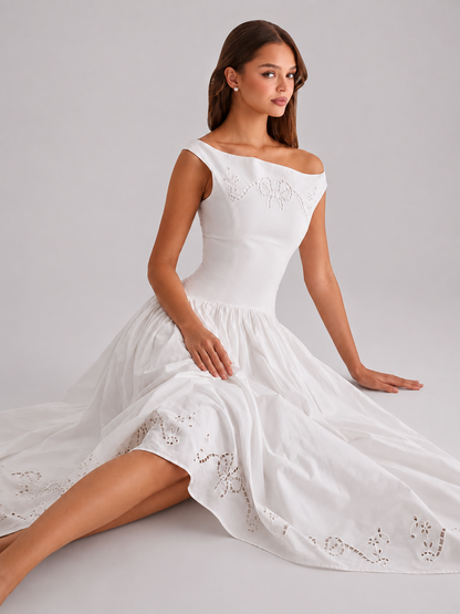 White Cut-Out Bow Maxi Dress