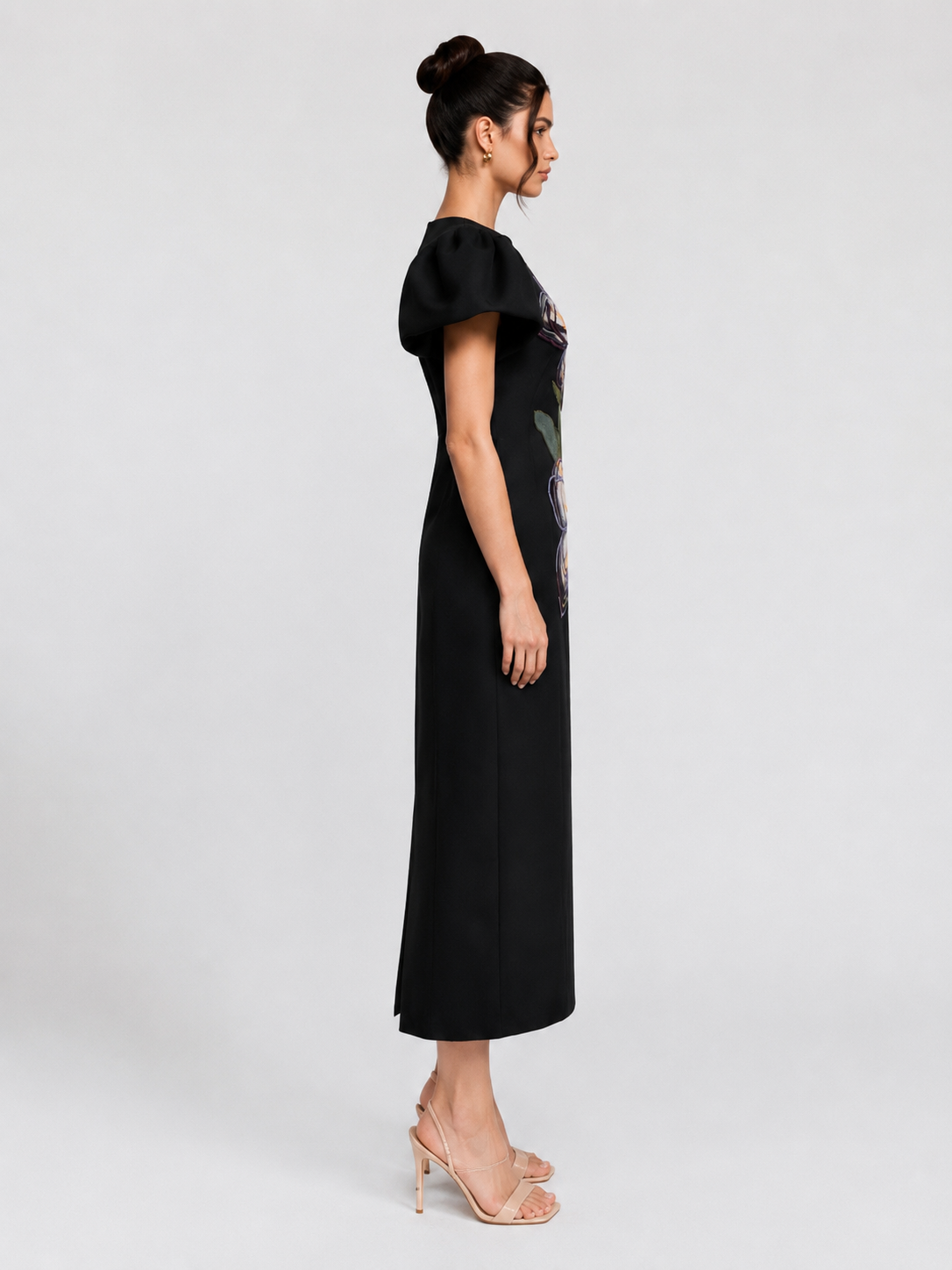 3D Floral Appliqué Maxi Dress