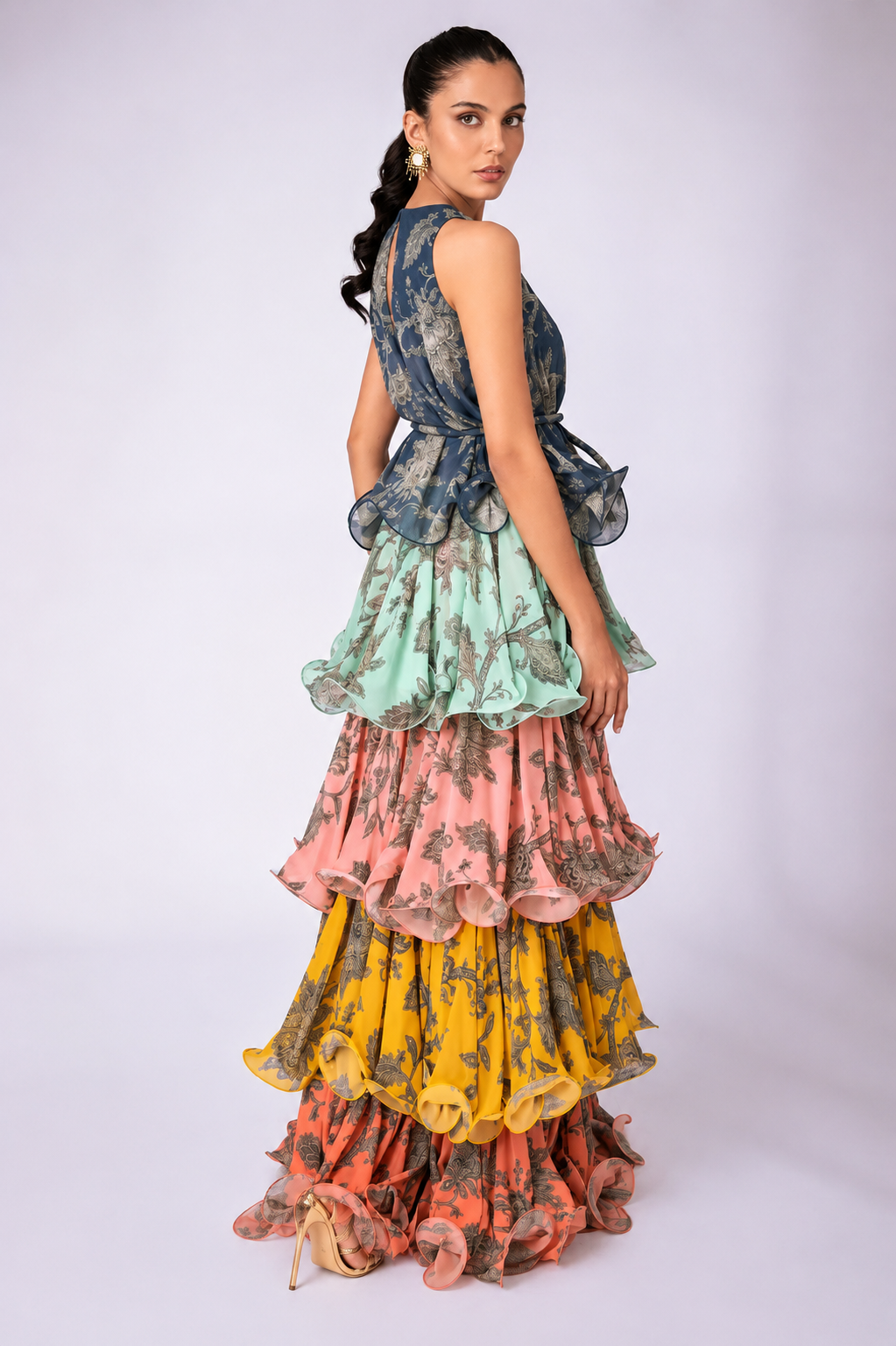 Cynthia Tiered Ruffle Print Maxi Dress