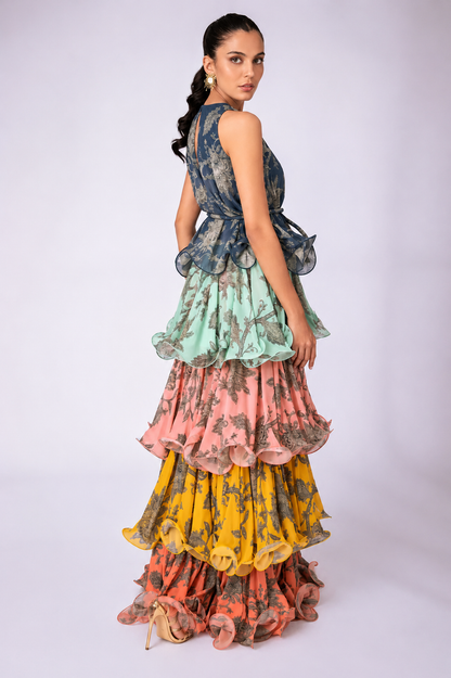 Cynthia Tiered Ruffle Print Maxi Dress