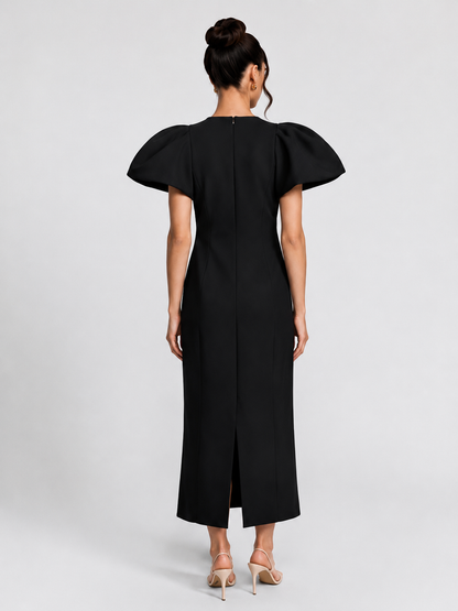 3D Floral Appliqué Maxi Dress
