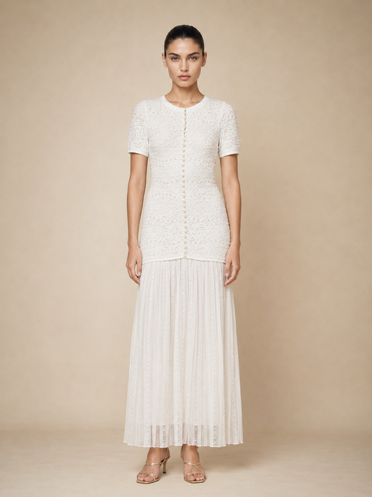 Robe Midi Ornée de Perles