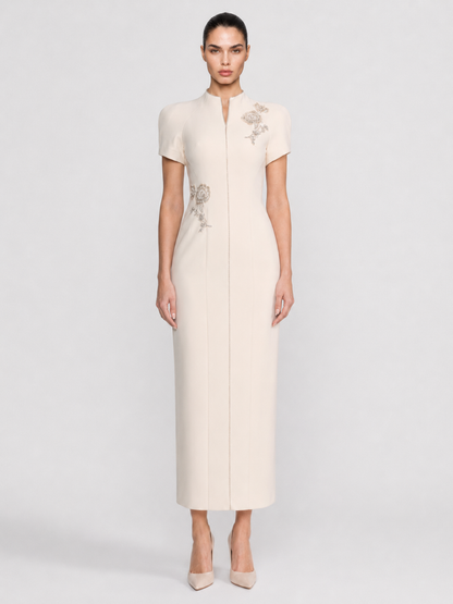 Crystal Appliqué Midi Dress