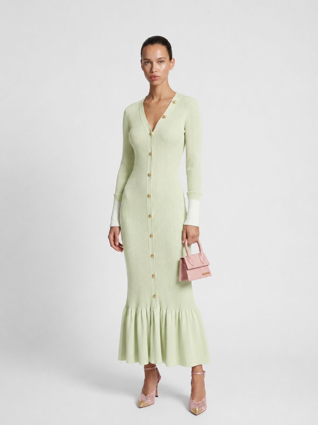 Jewel Button Fishtail Dress