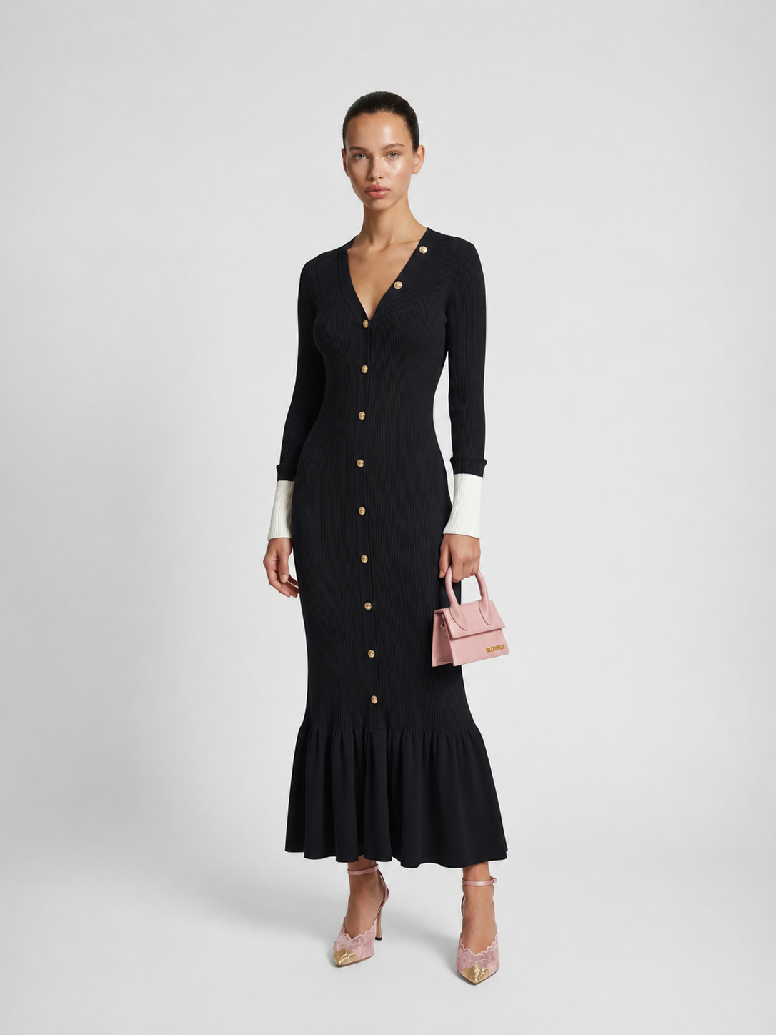 Jewel Button Fishtail Dress