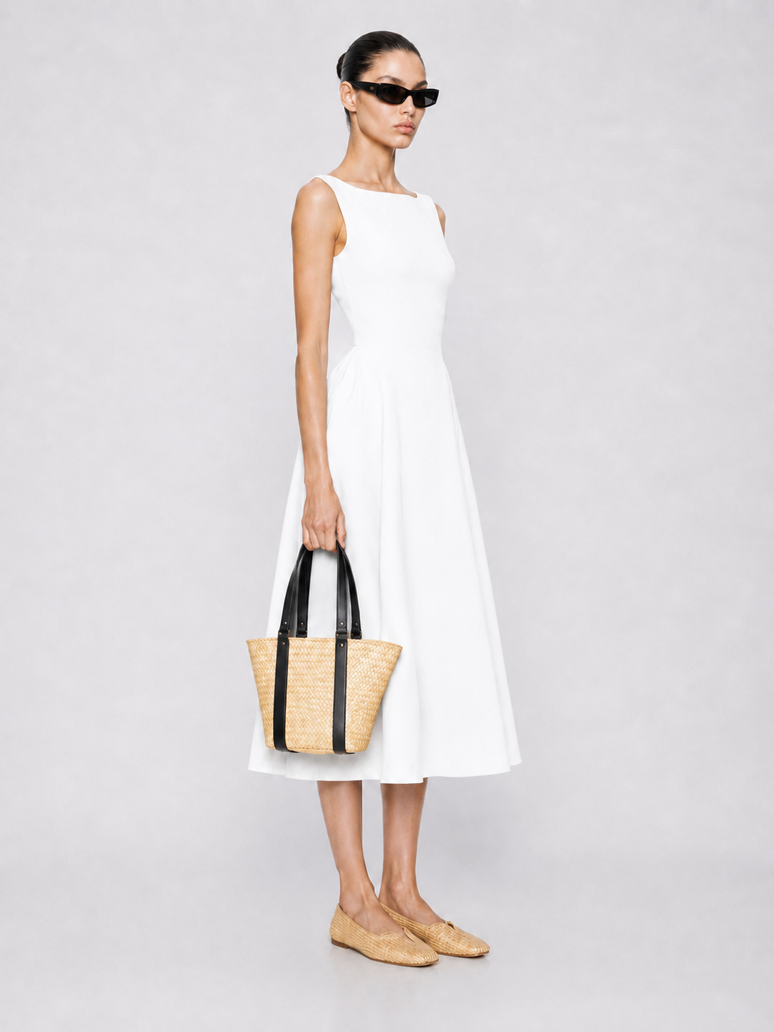 Structured Sleeveless Midi Dress