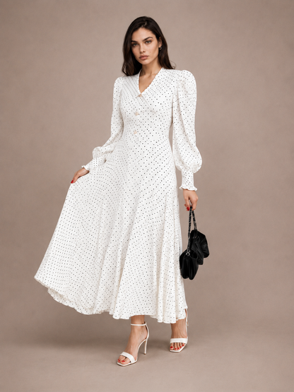 Polka Dot Collared Maxi Dress