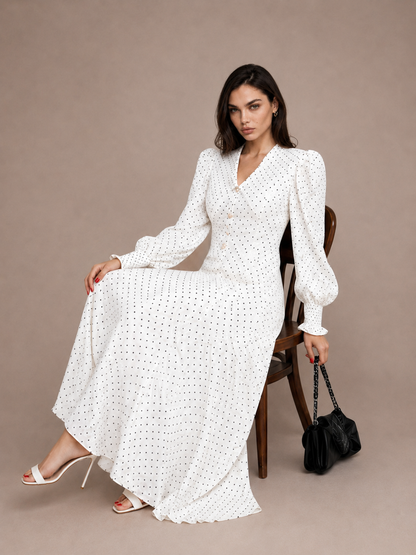 Polka Dot Collared Maxi Dress