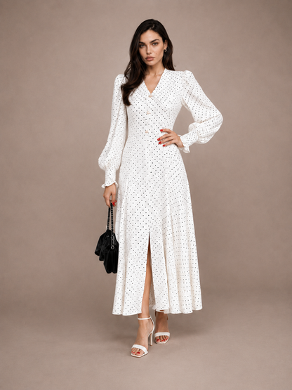 Polka Dot Collared Maxi Dress