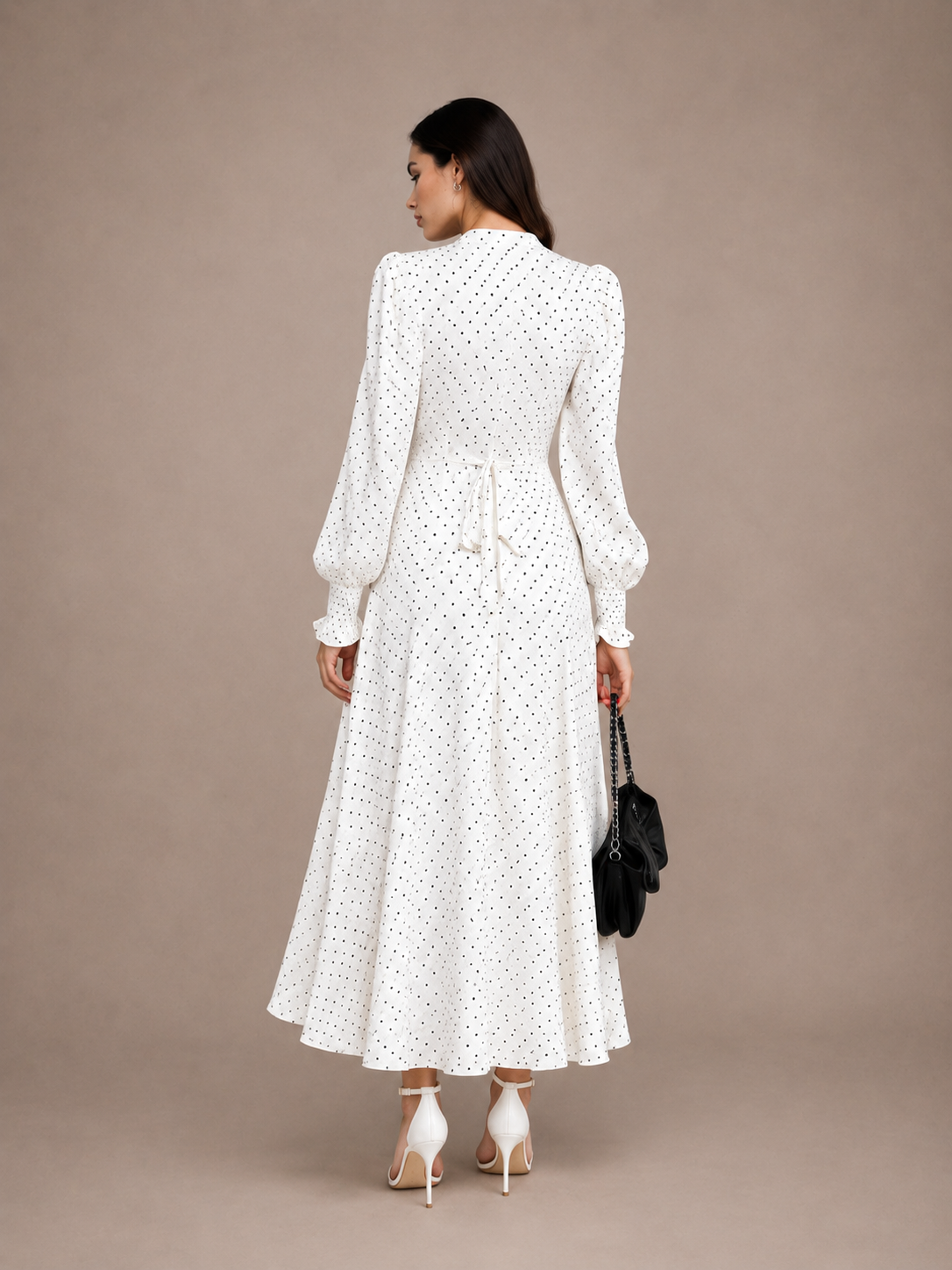 Polka Dot Collared Maxi Dress