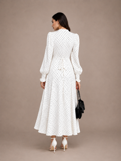 Polka Dot Collared Maxi Dress