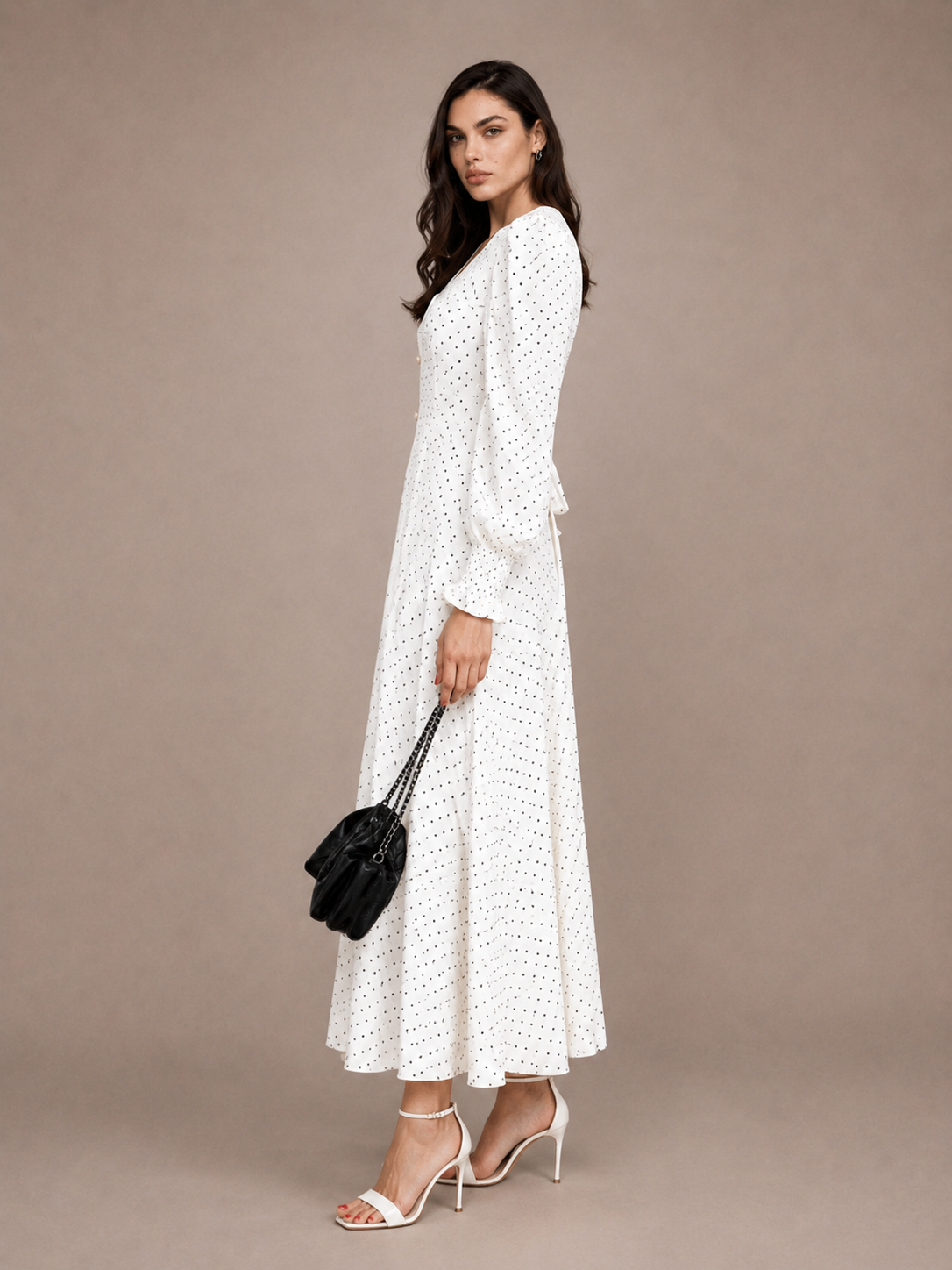 Polka Dot Collared Maxi Dress