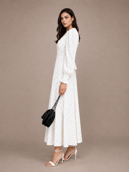 Polka Dot Collared Maxi Dress