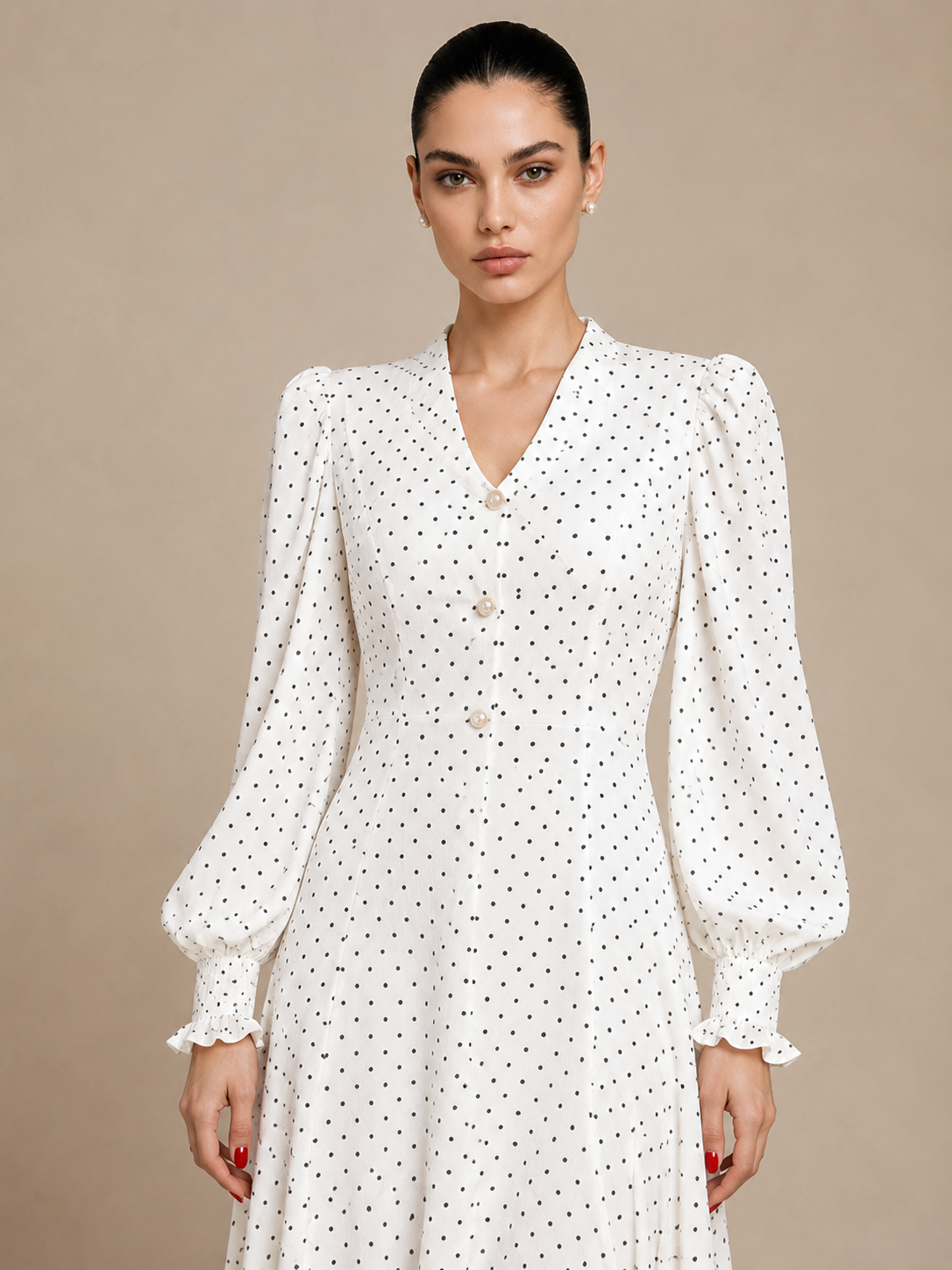 Polka Dot Collared Maxi Dress