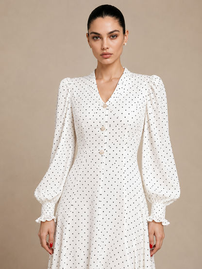 Polka Dot Collared Maxi Dress