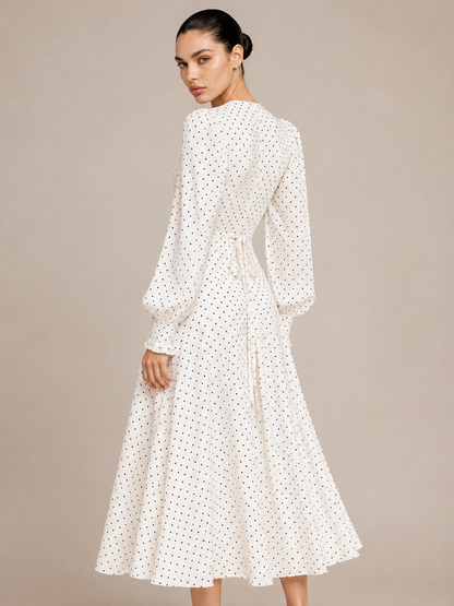 Polka Dot Collared Maxi Dress