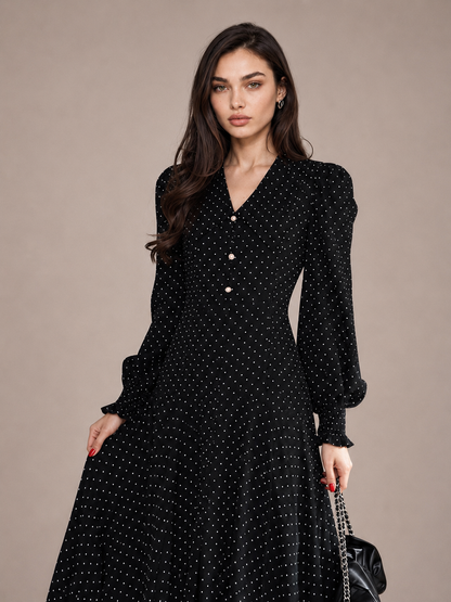 Polka Dot Collared Maxi Dress