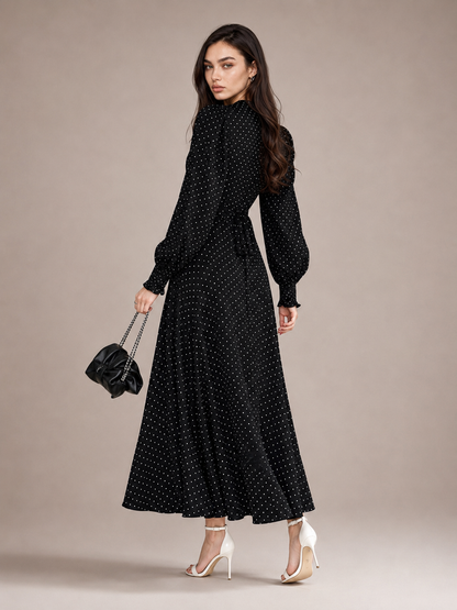 Polka Dot Collared Maxi Dress