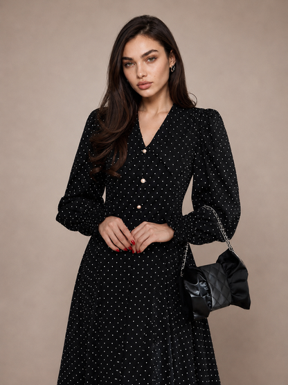 Polka Dot Collared Maxi Dress